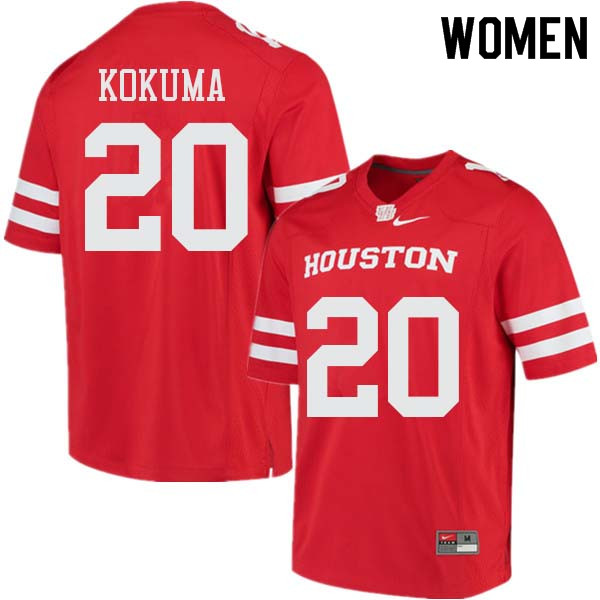 Women #20 Kaliq Kokuma Houston Cougars College Football Jerseys Sale-Red